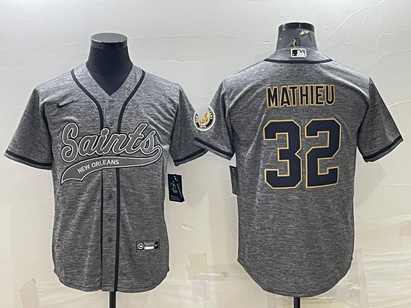 Men's New Orleans Saints Tyrann Mathieu #32 Gray Game Jersey1 Joint Edition