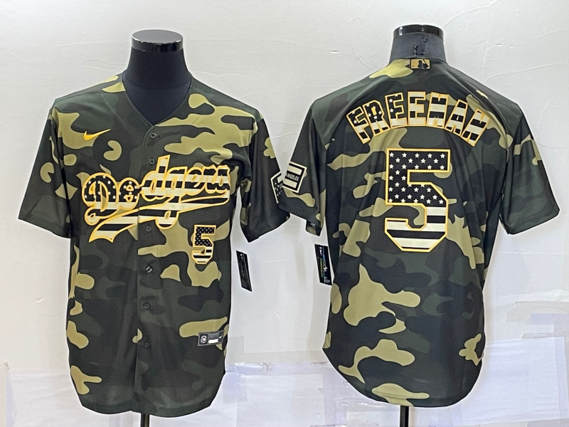Men's Los Angeles Dodgers Freddie Freeman #5 Camouflage Replica Baseball Jersey1