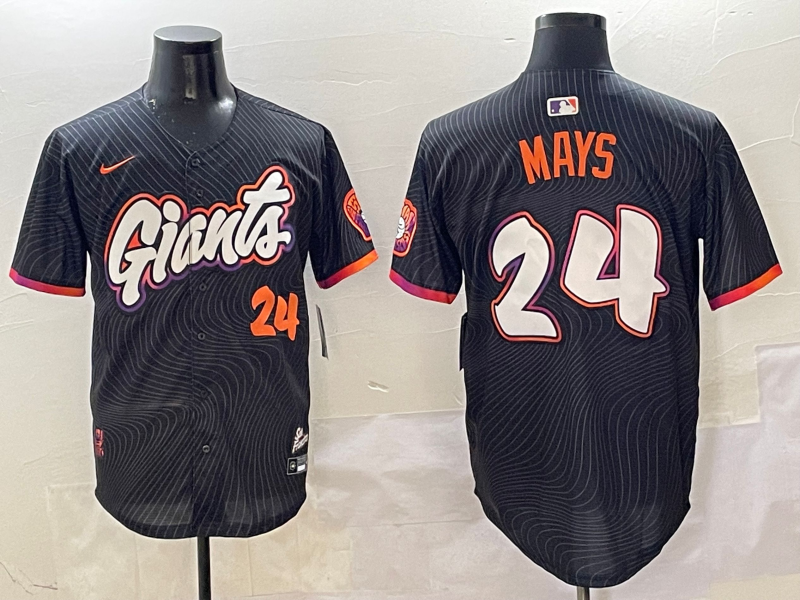 Men's San Francisco Giants Willie Mays #24 Black 2025 City Connect Limited Player Jersey1