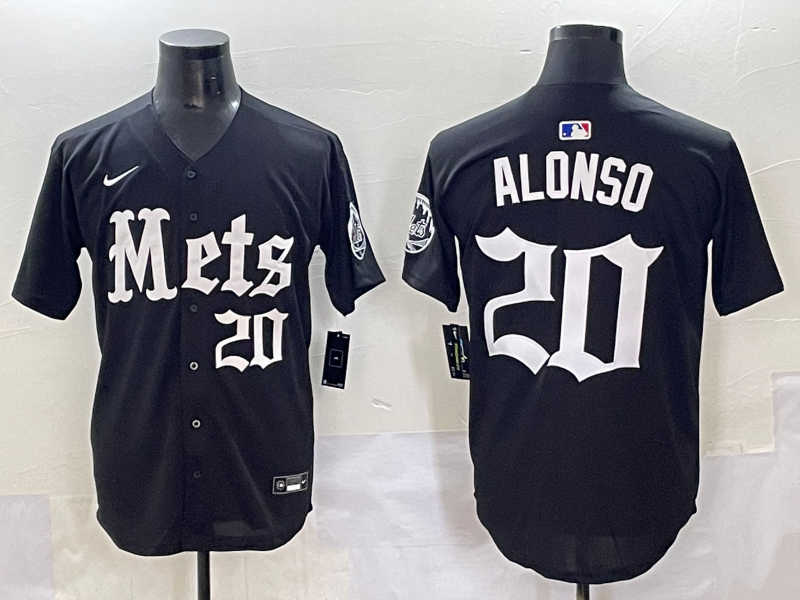 Men's New York Mets Pete Alonso #20 Black Game Player Jersey