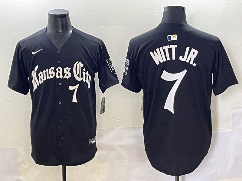 Men's Kansas City Royals Bobby Witt Jr. #7 Black Game Player Jersey