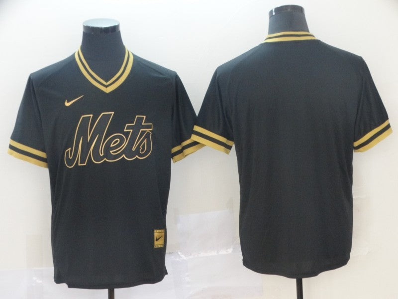 Men's New York Mets Black Replica Blank Jersey1
