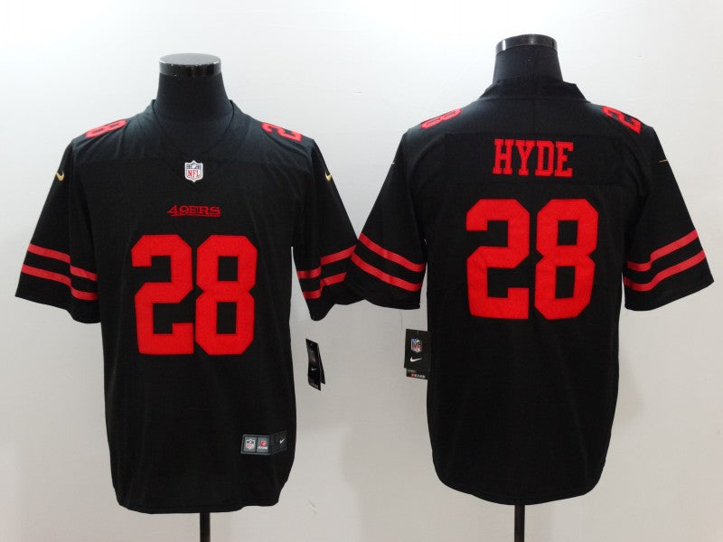 Men's San Francisco 49ers Carlos Hyde #28 Black Game Jersey1