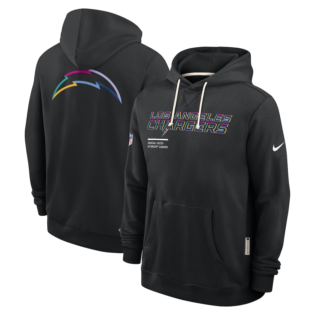 Men's Los Angeles Chargers Nike Black 2025 NFL Crucial Catch Sideline Standard Issue Dri-FIT Hoodie