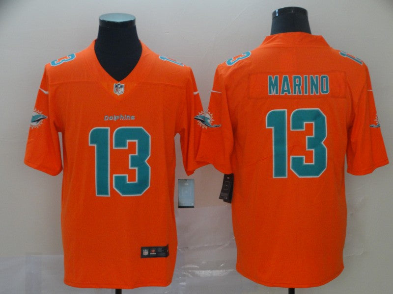 Men's Miami Dolphins Dan Marino #13 Orange Inverted Legend Jersey1