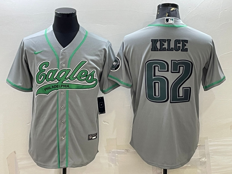 Men's Philadelphia Eagles Jason Kelce #62 Gray Game Jersey1 Joint Edition