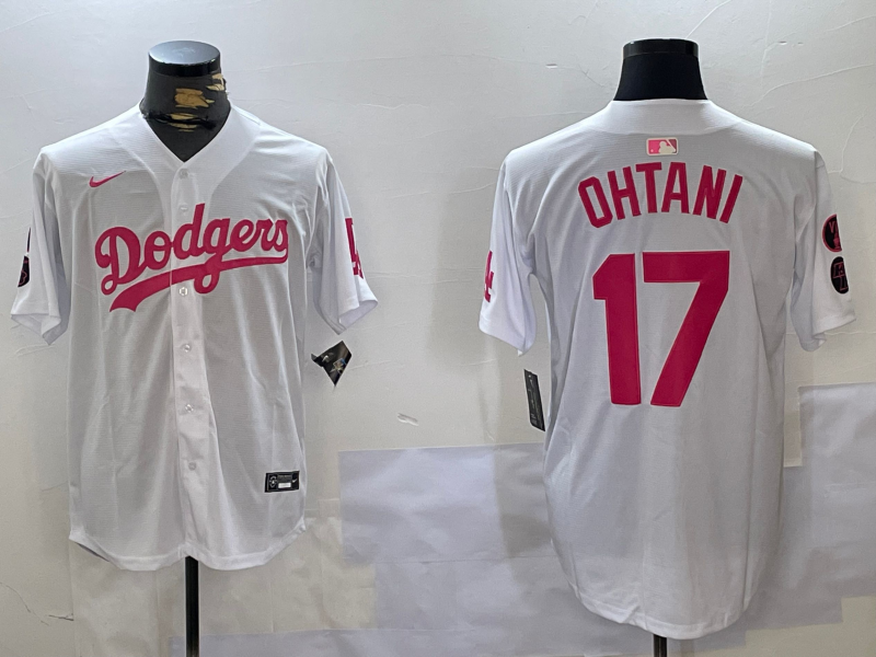 Men's Los Angeles Dodgers #17 Shohei Ohtani White Replica Game Jersey1