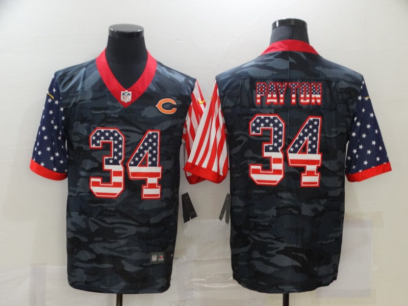 Men's Chicago Bears Walter Payton #34 Gray Camouflage Game Player Jersey1