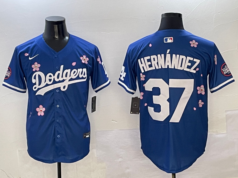 Men's Los Angeles Dodgers Teoscar Hernandez #37 Royal Player Game Jersey1