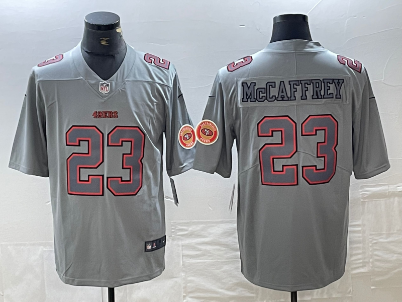 Men's San Francisco 49ers Christian McCaffrey #23 Gray Atmosphere Fashion Game Jersey1
