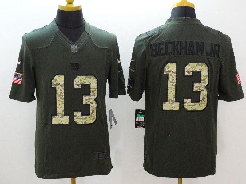 Men's New York Giants Odell Beckham Jr. #13 Army Green Game Jersey1