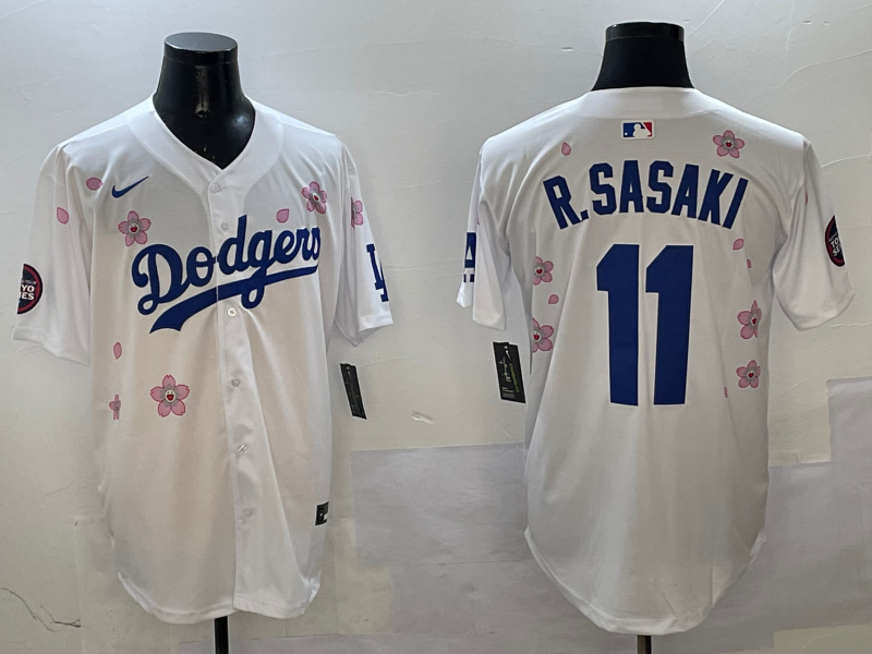 Men's Los Angeles Dodgers Roki Sasaki #11 White Alternate Replica Player Jersey1
