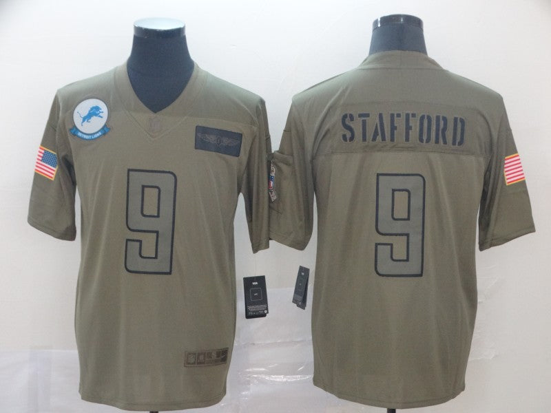 Men's Detroit Lions Matthew Stafford #9 Brown Game Jersey1