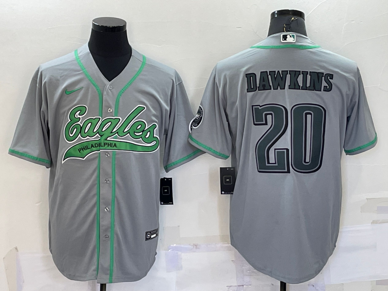 Men's Philadelphia Eagles Brian Dawkins #20 Gray Game Jersey1 Joint Edition