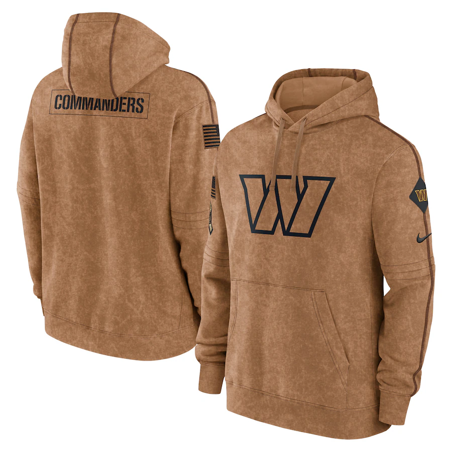 Men's Washington Commanders Brown 2023 Salute To Service Club Pullover Hoodie1
