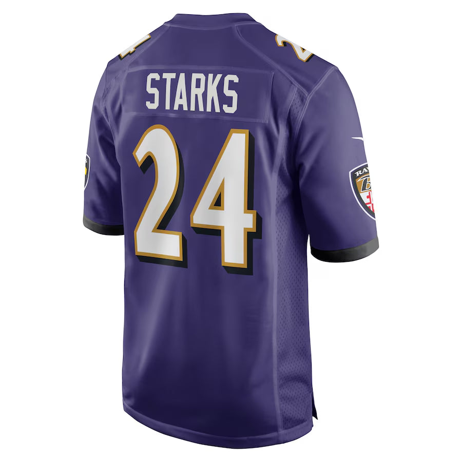 Men's Baltimore Ravens Malaki Starks Nike Purple 2025 NFL Draft First Round Pick Game Jersey