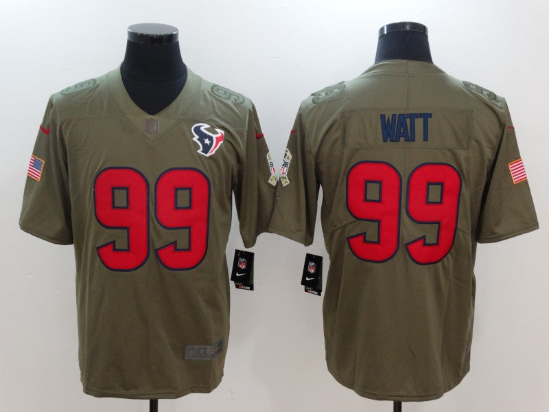 Men's Houston Texans J.J. Watt #99 Brown Alternate Game Jersey1