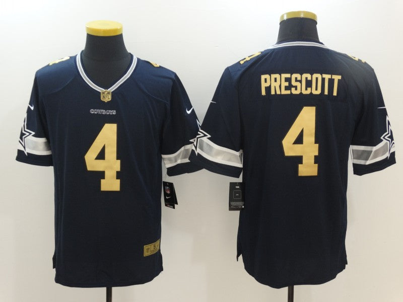 Men's Dallas Cowboys Dak Prescott #4 Navy Team Game Jersey1