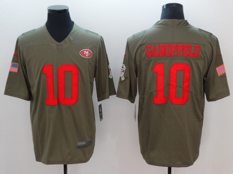 Men's San Francisco 49ers Jimmy Garoppolo #10 Brown Authentic Game Jersey1
