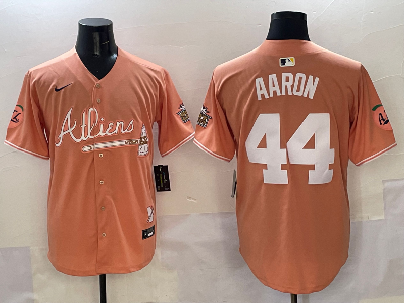 Men's Atlanta Braves Hank Aaron #44 Pink 2025 City Connect Limited Player Jersey
