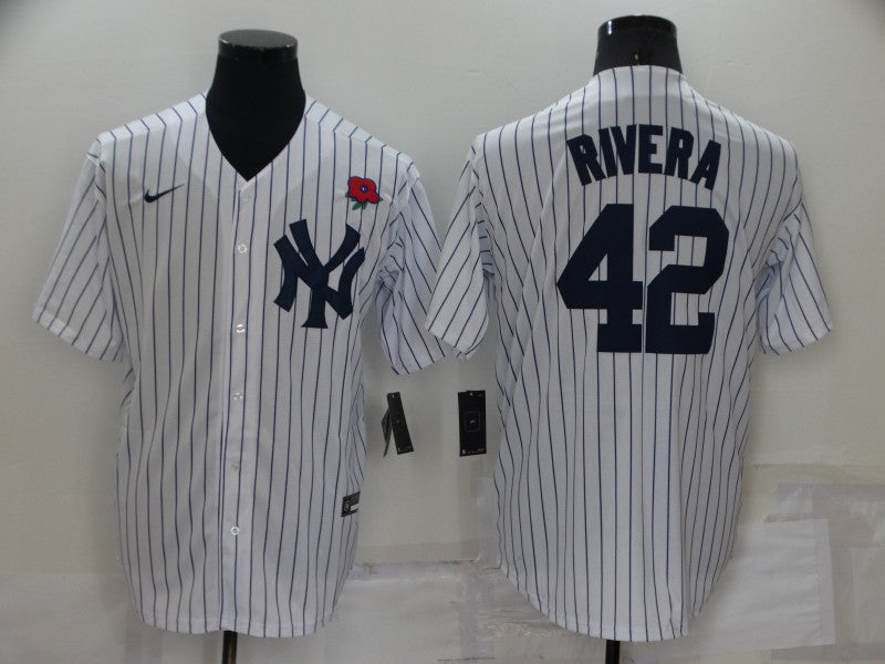 Men's New York Yankees Mariano Rivera #42 White Replica Player Jersey1