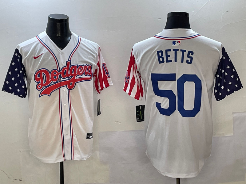 Men's Los Angeles Dodgers Mookie Betts White Replica Game Jersey1