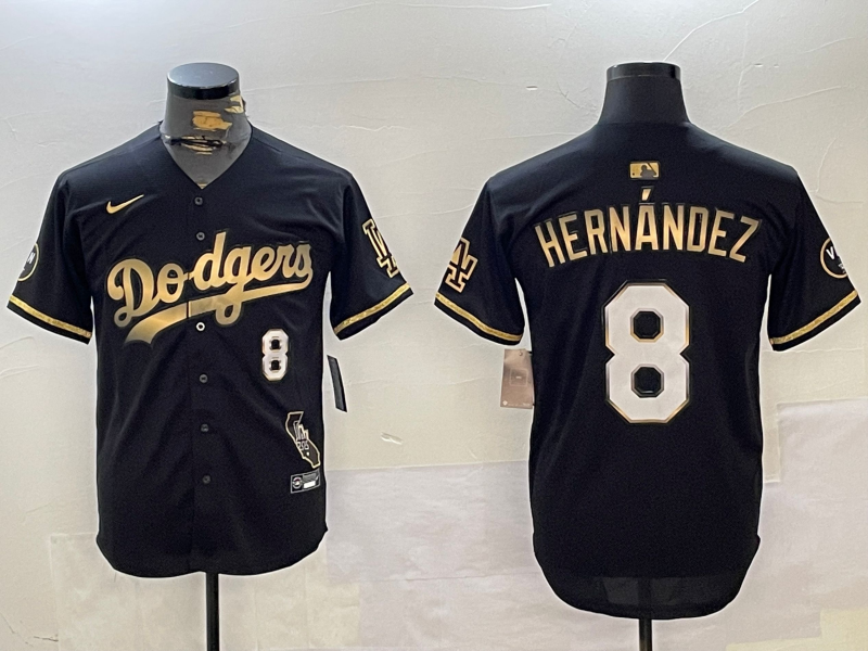 Men's Los Angeles Dodgers Enrique Hernandez #8 Black Game Player Jersey1