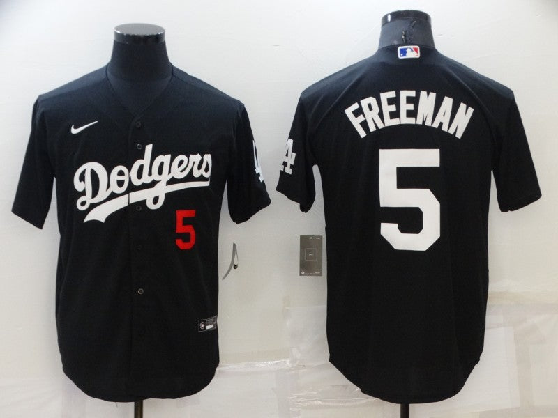 Men's Los Angeles Dodgers Freddie Freeman #5 Black Stitched Jersey1