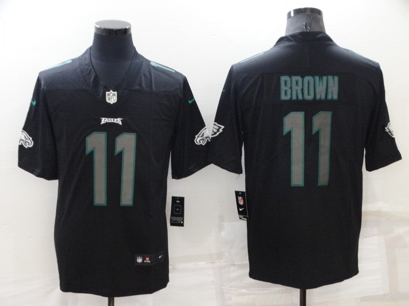 Men's Philadelphia Eagles A.J. Brown #11 Black Authentic Player Jersey1