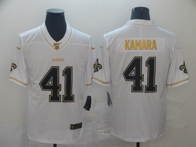 Men's New Orleans Saints Alvin Kamara #41 White Player Game Jersey1