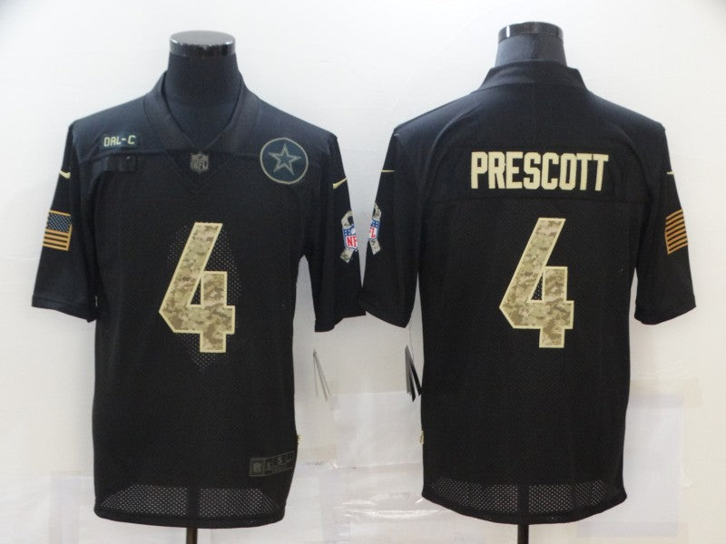 Men's Dallas Cowboys #4 Dak Prescott Black Player Game Jersey1