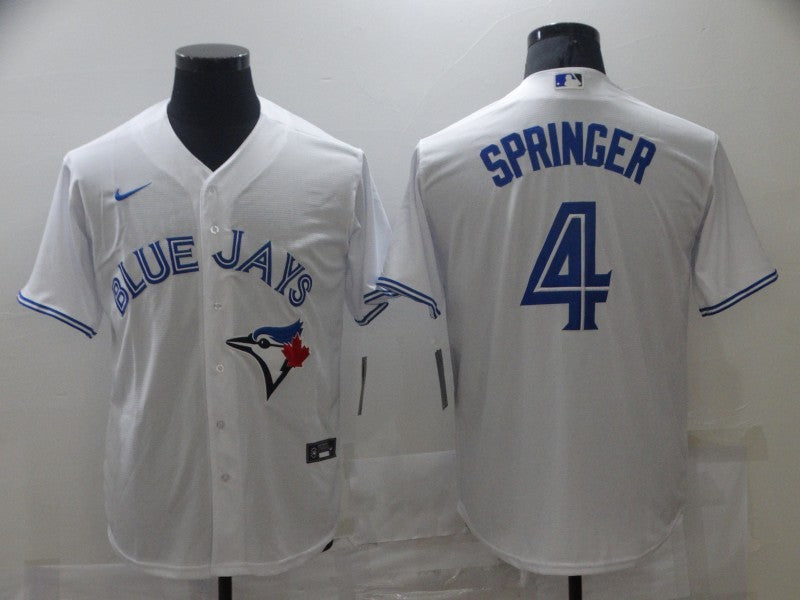 Men's Toronto Blue Jays George Springer #4 White Replica Baseball Jersey1