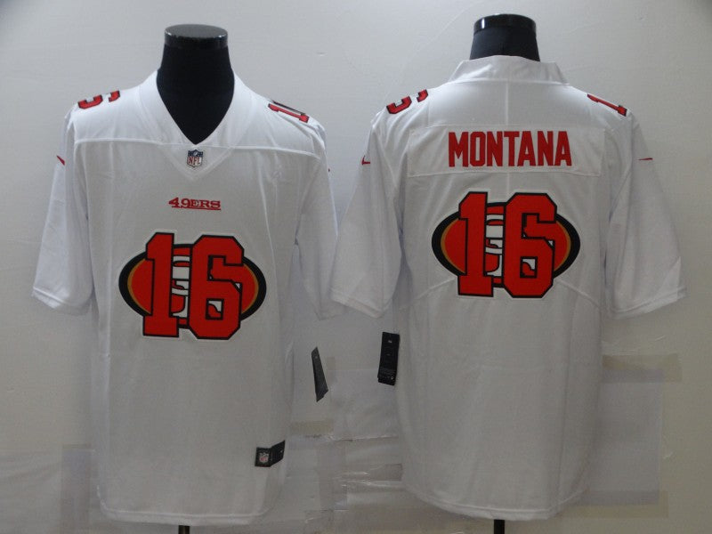 Men's San Francisco 49ers Joe Montana #16 White Alternate Game Jersey1