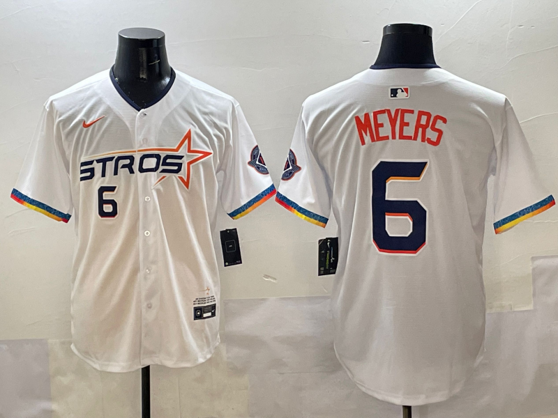 Men's Houston Astros Jake Meyers #6 White 2025 City Connect Limited Player Jersey1