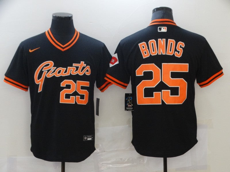 Men's San Francisco Giants Barry Bonds #25 Black Replica Player Jersey1