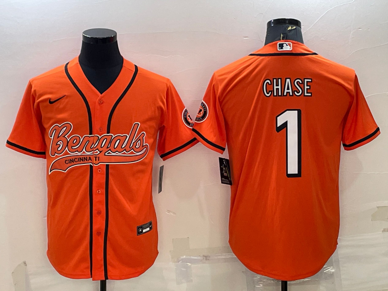 Men's Cincinnati Bengals Ja'Marr Chase #1 Orange Fashion Game Jersey1
