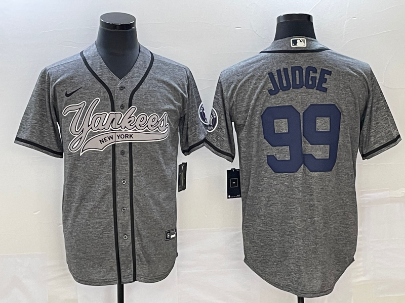 Men's New York Yankees Aaron Judge #99 Gray Game Jersey1 Joint Edition
