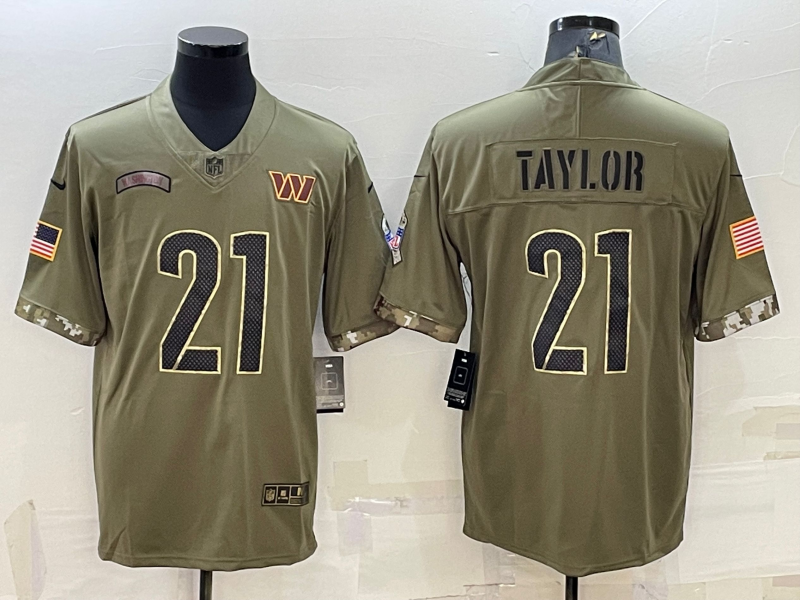 Men's Washington Commanders Sean Taylor #21 Olive 2022 Salute To Service Retired Player Limited Jersey1