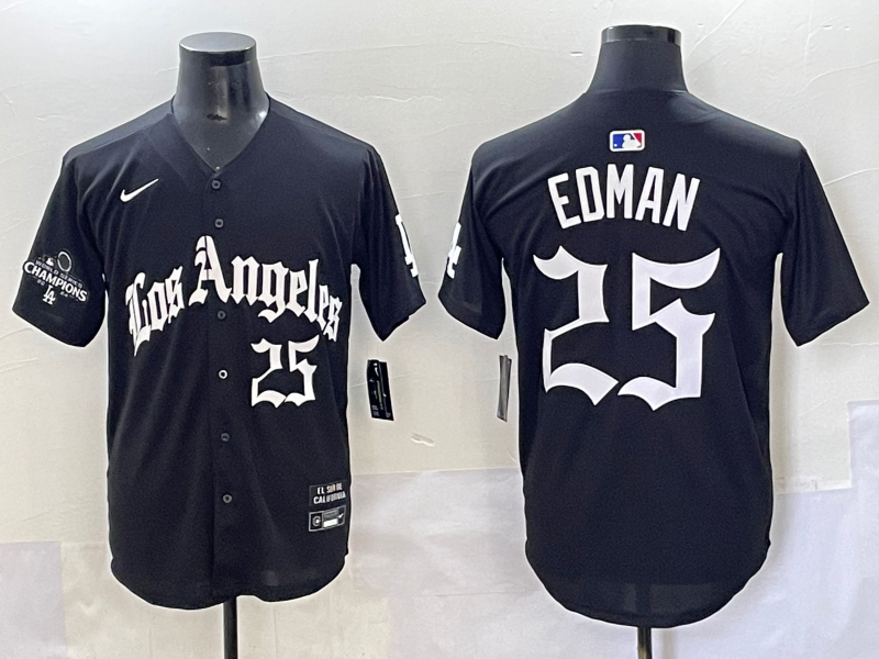 Men's Los Angeles Dodgers Tommy Edman #25 Black Limited Player Jersey
