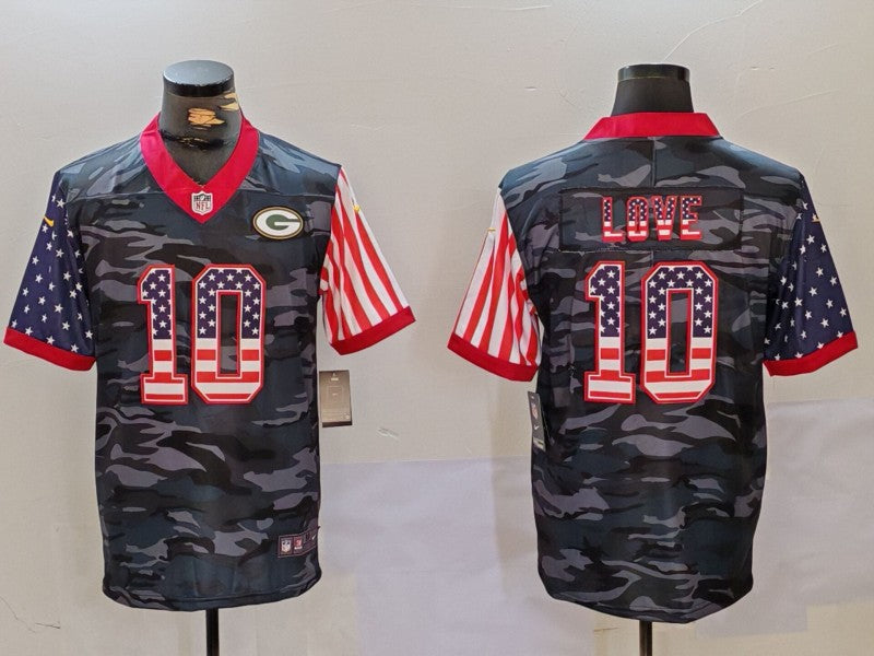 Men's Green Bay Packers Jordan Love #10 Grey Camouflage Player Jersey1