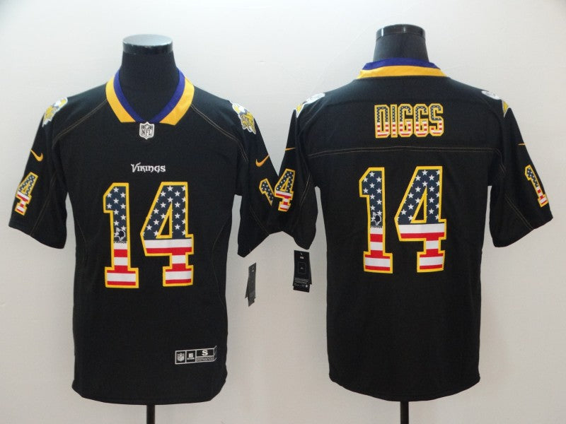 Men's Minnesota Vikings Stefon Diggs #14 Black Game Player Jersey1