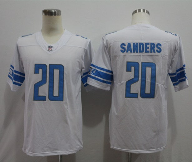 Men's Detroit Lions Barry Sanders #20 White Team Game Jersey1