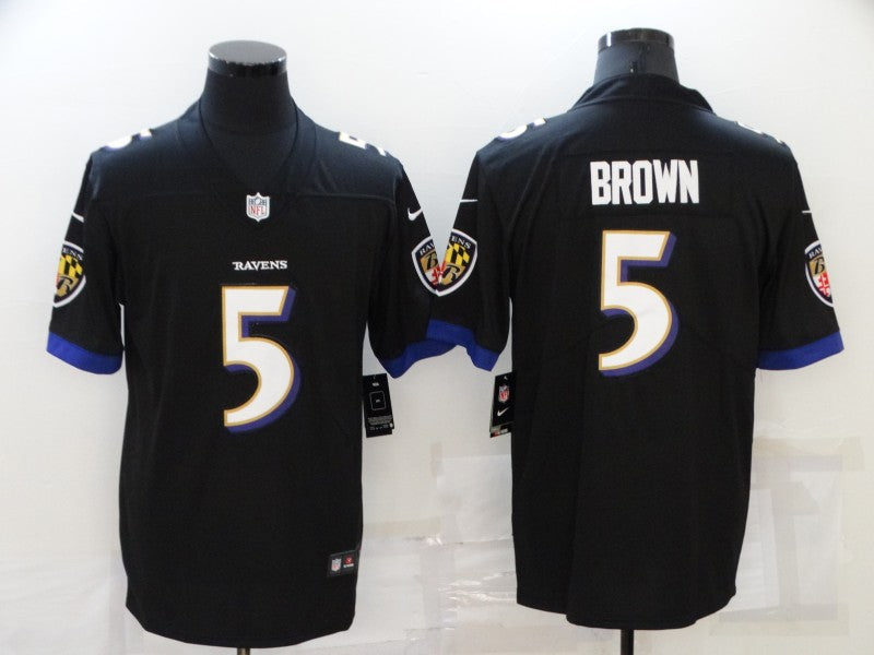 Men's Baltimore Ravens Marquise Brown #5 Black Game Jersey1