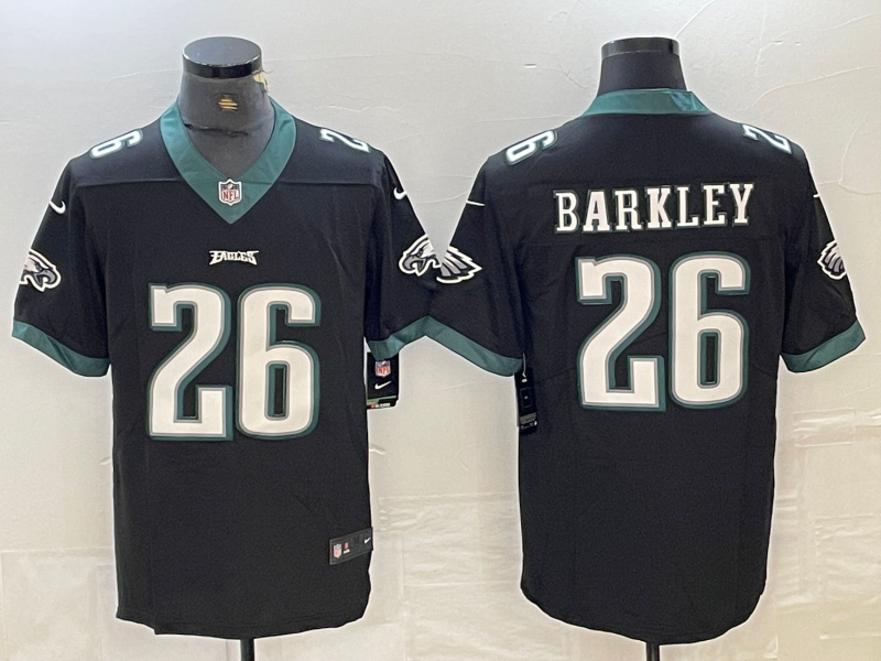 Men's Philadelphia Eagles Saquon Barkley #26 Black Game Player Jersey1