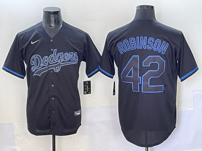 Men's Los Angeles Dodgers Jackie Robinson #42 Black Team Game Jersey