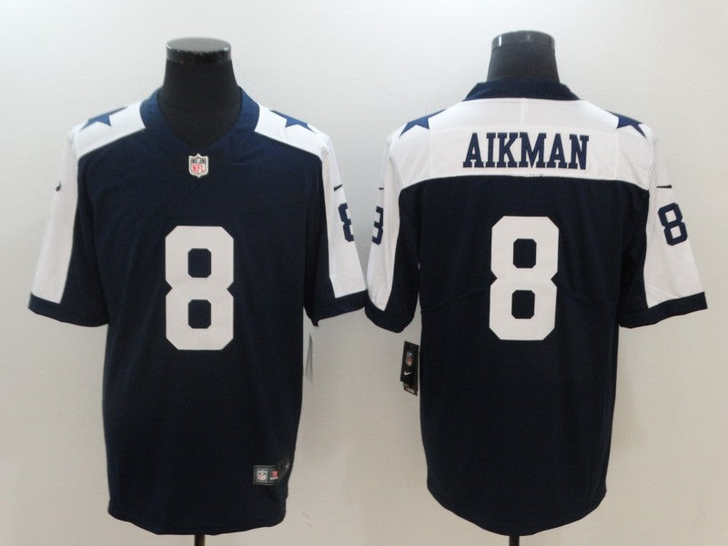 Men's Dallas Cowboys Troy Aikman #8 Navy Game Jersey1