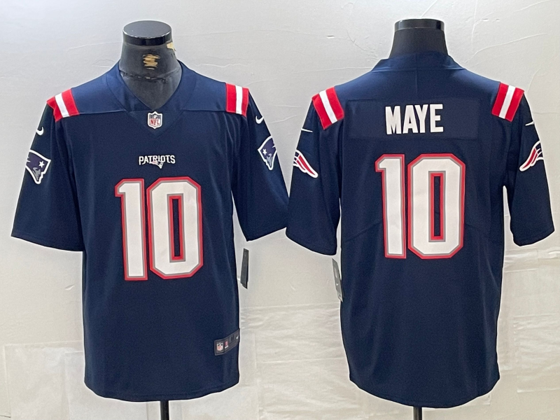 Men's New England Patriots Drake Maye #10 Navy Player Game Jersey1