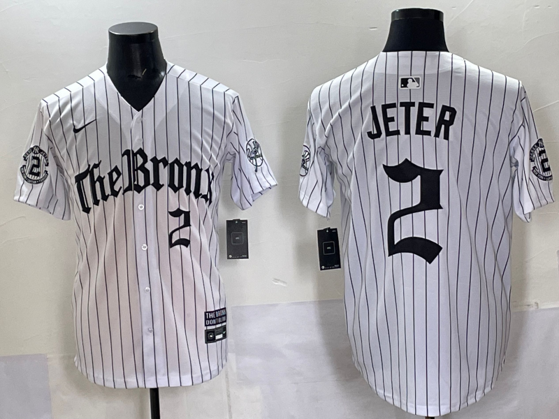 Men's New York Yankees Derek Jeter #2 White Alternate Player Game Jersey