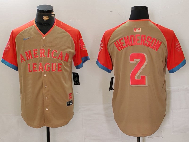 Men's American League Gunnar Henderson #2 Cream 2024 MLB All-Star Game Limited Player Jersey1