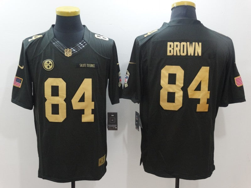 Men's Pittsburgh Steelers Antonio Brown #84 Black Team Game Jersey1